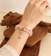 Natural Rose Quartz & Zircon Bracelet — Elegant Beaded Strand for Love & Inner Calm Buddha Tibet