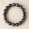 Light Blue & Blue Tiger Eye Bracelet — Natural Collector-Grade Hawk Eye Bead Strand