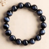 Light Blue & Blue Tiger Eye Bracelet — Natural Collector-Grade Hawk Eye Bead Strand