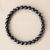 Light Blue & Blue Tiger Eye Bracelet — Natural Collector-Grade Hawk Eye Bead Strand