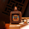 Miniature Thangka Leather Pendant — Hand-Painted Tibetan Deity Charm Buddha Tibet