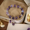 Purple Water Drop Pendant Bracelet — Amethyst Color Crystal Charm Bangle Buddha Tibet