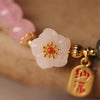 Rose Quartz Peach Blossom Bracelet — Chinese-Style Bead Strand for Love Luck & Prosperity Buddha Tibet