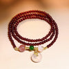 Layered Garnet & Chalcedony Bracelet Stack — Multi - Stone Bead Set for Protection & Calm - Three - Layer Garnet Peace ClaspBuddha Tibet