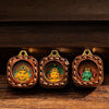 Tibetan Mini Tsa-Tsa Thangka Pendant — Hand-Painted Sacred Icon in Leather Casing Buddha Tibet