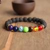 7 Chakra Bracelet - Lava Stone Energy Flow & Grounding - Buddha Tibet xd00082