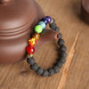 7 Chakra Bracelet - Lava Stone Energy Flow & Grounding - Buddha Tibet xd00082