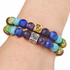 7 Chakra Natural Stone Bracelet – Om & Tree of Life Gold Charm | Energy Healing Adjustable Braided Bracelet - Buddha Tibet xd00102