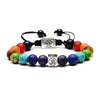 7 Chakra Natural Stone Bracelet – Om & Tree of Life Gold Charm | Energy Healing Adjustable Braided Bracelet - Buddha Tibet xd00102