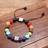 7 Chakra Natural Stone Bracelet – Om & Tree of Life Gold Charm | Energy Healing Adjustable Braided Bracelet - Buddha Tibet xd00102