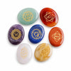 7-Chakra Rune Stone Set — Engraved Agate for Meditation & Energy Work Buddha Tibet