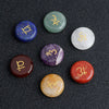 7-Chakra Rune Stone Set — Engraved Agate for Meditation & Energy Work - Large Round Disc (7 pcs)Buddha Tibet