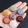 7-Chakra Rune Stone Set — Engraved Agate for Meditation & Energy Work - Large Round Disc (7 pcs)Buddha Tibet