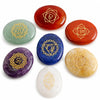 7-Chakra Rune Stone Set — Engraved Agate for Meditation & Energy Work - Oval (7 pcs)Buddha Tibet