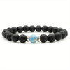 7-Chakra Volcanic Lava Stone Bracelet — Natural Beads for Meditation - Light Blue ImperialBuddha Tibet