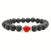 7-Chakra Volcanic Lava Stone Bracelet — Natural Beads for Meditation - Red StoneBuddha Tibet