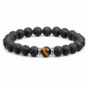 7-Chakra Volcanic Lava Stone Bracelet — Natural Beads for Meditation - Yellow Tiger EyeBuddha Tibet