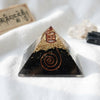 Black Tourmaline Orgone Pyramid - Handmade Crystal Protection Pyramid for Guarding