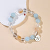 Zodiac White Crystal Bead Bracelet — Natural Stone Stretch Bracelet by Birth Sign