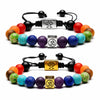 7 Chakra Natural Stone Bracelet – Om & Tree of Life Gold Charm | Energy Healing Adjustable Braided Bracelet Buddha Tibet