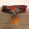 Natural Garnet Crystal Multi - Layer Bracelet — with Double Gourd or Peace Apple Charm - Garnet with Double Gourd CharmBuddha Tibet