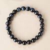 Light Blue & Blue Tiger Eye Bracelet — Natural Collector-Grade Hawk Eye Bead Strand