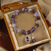 Purple Water Drop Pendant Bracelet — Amethyst Color Crystal Charm Bangle Buddha Tibet