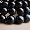 Light Blue & Blue Tiger Eye Bracelet — Natural Collector-Grade Hawk Eye Bead Strand