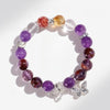 Nine Purple Fire Amethyst Tassel Bracelet — Butterfly & Leaf Crystal Charm Strand for Luck Buddha Tibet