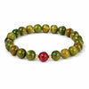 Green Sandalwood Mala Bracelet with Cinnabar & Agate — Natural Wood Beads for Grounding & Intention Buddha Tibet