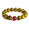 Green Sandalwood Mala Bracelet with Cinnabar & Agate — Natural Wood Beads for Grounding & Intention Buddha Tibet