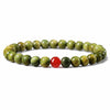 Green Sandalwood Mala Bracelet with Cinnabar & Agate — Natural Wood Beads for Grounding & Intention Buddha Tibet