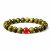 Green Sandalwood Mala Bracelet with Cinnabar & Agate — Natural Wood Beads for Grounding & Intention Buddha Tibet
