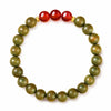 Green Sandalwood Mala Bracelet with Cinnabar & Agate — Natural Wood Beads for Grounding & Intention Buddha Tibet