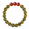 Green Sandalwood Mala Bracelet with Cinnabar & Agate — Natural Wood Beads for Grounding & Intention Buddha Tibet