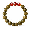 Green Sandalwood Mala Bracelet with Cinnabar & Agate — Natural Wood Beads for Grounding & Intention Buddha Tibet