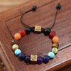 7 Chakra Natural Stone Bracelet – Om & Tree of Life Gold Charm | Energy Healing Adjustable Braided Bracelet
