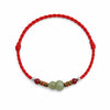 Hetian Jade Gourd Bracelet — Red String with Cinnabar Fortune Bead Buddha Tibet