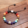 7 Chakra Natural Stone Bracelet – Om & Tree of Life Gold Charm | Energy Healing Adjustable Braided Bracelet