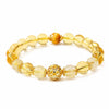 Citrine & Gold Rutile Luck Bead Bracelet — Natural Yellow Crystal With Golden Thread Inclusions Buddha Tibet