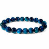 Light Blue & Blue Tiger Eye Bracelet — Natural Collector-Grade Hawk Eye Bead Strand Buddha Tibet