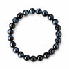 Light Blue & Blue Tiger Eye Bracelet — Natural Collector-Grade Hawk Eye Bead Strand Buddha Tibet