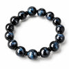 Light Blue & Blue Tiger Eye Bracelet — Natural Collector-Grade Hawk Eye Bead Strand Buddha Tibet