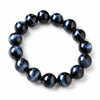 Light Blue & Blue Tiger Eye Bracelet — Natural Collector-Grade Hawk Eye Bead Strand Buddha Tibet