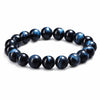 7A Blue Tiger Eye Bead Bracelet — Natural Hawk Eye With Deep Blue Chatoyancy Buddha Tibet