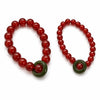 Red Agate & Jadeite Running Ring Bracelet — A Loose Green Ring on a Red Strand Buddha Tibet