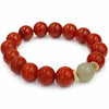 South Red Agate & Jadeite Bold Bead Bracelet — Red Agate's Warmth, Jade's Cool Calm Buddha Tibet