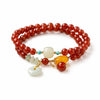 Red Agate Double-Loop Bracelet — Peace Knot, Worn in Two Strands Buddha Tibet