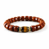 Buddha Tibet Yak Bone Talisman Bracelet - Dzi, Tiger Eye & Dragon Buddha Tibet