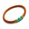 Buddha Tibet Olive Pit Talisman - Turquoise, Dzi & Cinnabar Buddha Tibet
